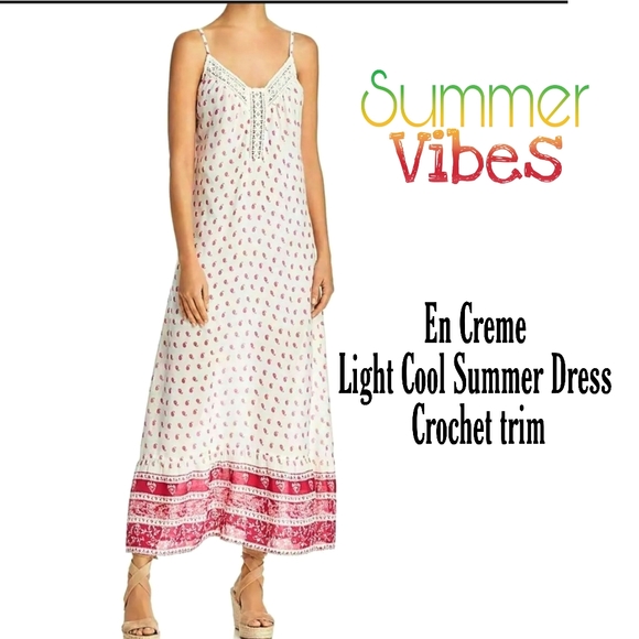 En Creme Dresses & Skirts - NWT EN CREME Pretty maxi dress w crochet trim top summer sun Dress.